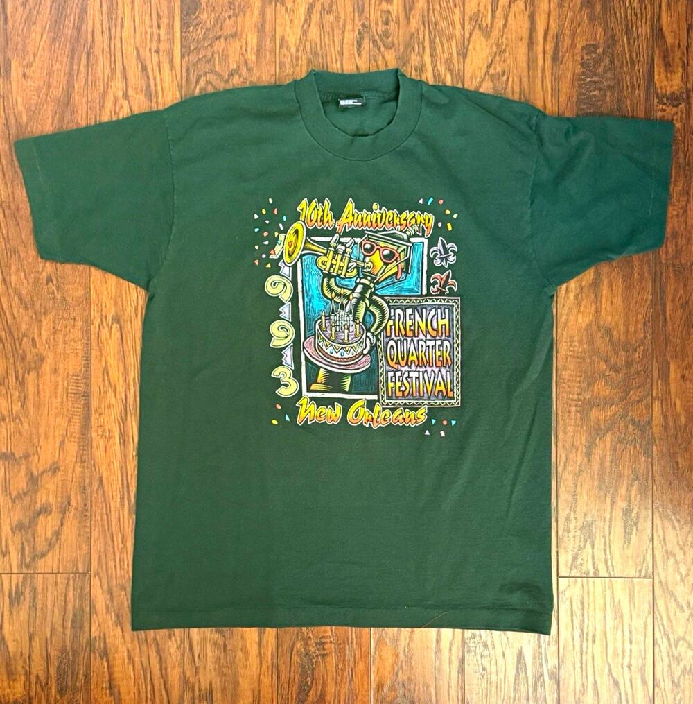 Vintage 1993 French Quarter Festival T Shirt XL USA Single Stitch New Orleans